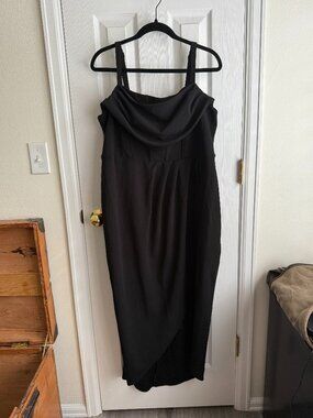 TORRID black thin strap dress draped cowl neck tulip hem bustier size 12